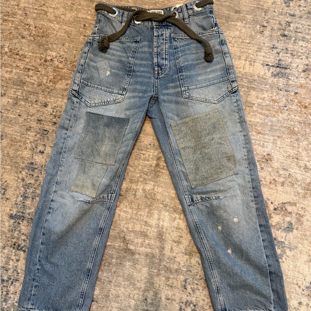 We The Free Blue Relaxed Jeans Distressed Vintage Style
